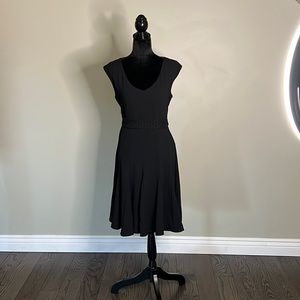 Flared midi black dress
